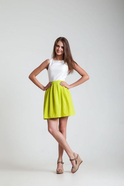 White and Lemon Yellow Dress