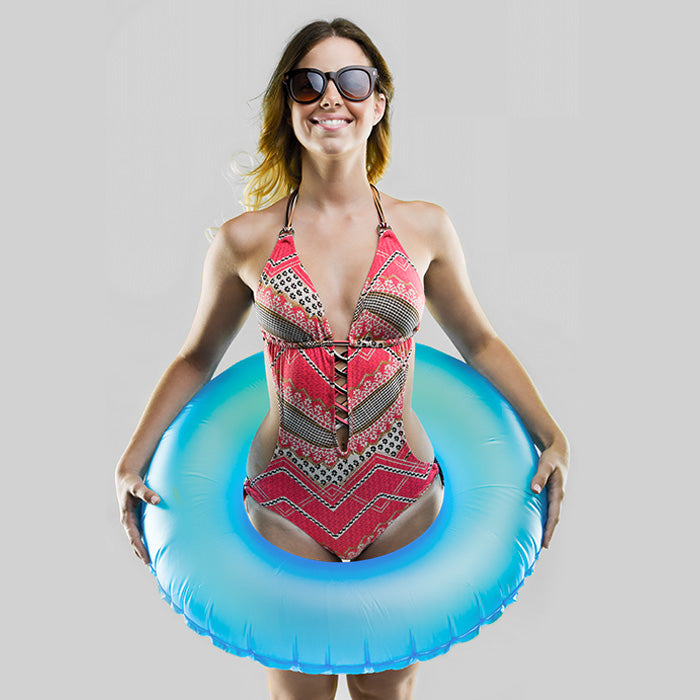 Red swimming dress with pattern